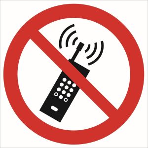 Znak "Zakaz używania telefonów komórkowych"