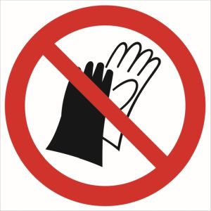 Znak ''Zakaz używania rękawic