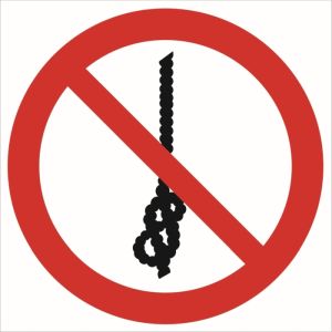 Znak ''Zakaz wiązania węzłów na linie