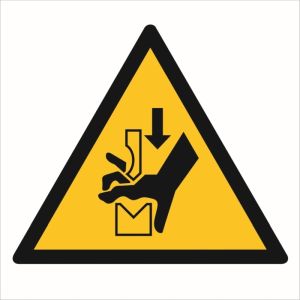 Znak "Ostrzeżenie przed zgnieceniem dłoni między prasą i stopą" GW030