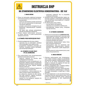 Instrukcja BHP na stan. elektryka konserwatora do 1kV - IAF13