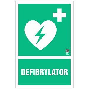 Znak informacyjny "Defibrylator" 100x150 mm, płyta 1 mm