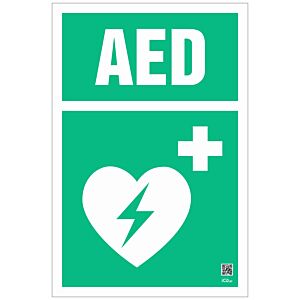 Znak informacyjny "Automatyczny defibrylator zewnętrzny" 200x300 mm, spieniona płyta 3 mm, fotolum.