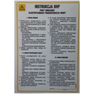 Instrukcja BHP przy obsłudze elektrycznego podgrzewacza wody -TD/G39