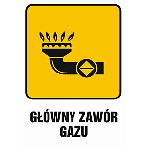 Znak "Główny zawór gazu 1"