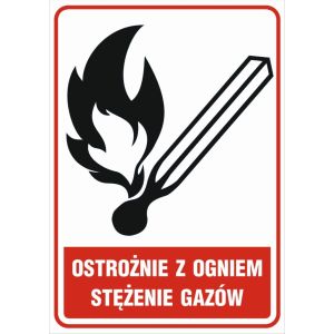 Znak "Ostrożnie z ogniem - stężenie gazów"