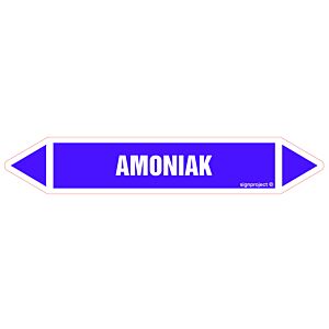 Znak JF025 - "AMONIAK" - arkusz 5 naklejek - 22,5x4cm; folia