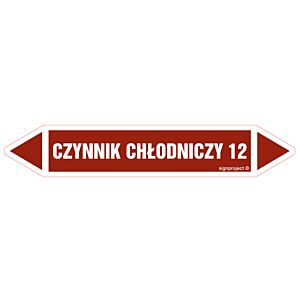 Znak JF109 - "CZYNNIK CHŁODNICZY 12" - arkusz 16 naklejek - 14x2,5cm; folia