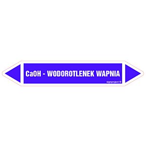 Znak JF111 - "CaOH - WODOROTLENEK WAPNIA" - arkusz 16 naklejek - 14x2,5cm; folia