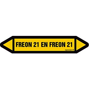 Znak JF169 - "FREON 21 EN FREON 21" - arkusz 16 naklejek - 14x2,5cm; folia