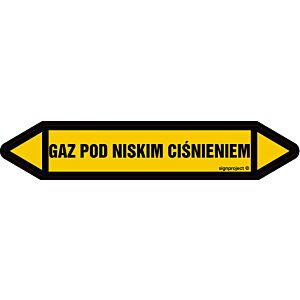 Znak JF187 - "GAZ POD NISKIM CIŚNIENIEM" - arkusz 16 naklejek - 14x2,5cm; folia