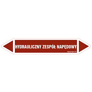 Znak JF215 - "HYDRAULICZNY ZESPÓŁ NAPĘDOWY" - arkusz 16 naklejek - 14x2,5cm; folia