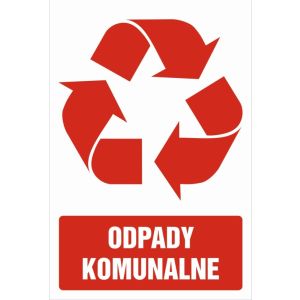 Znak "Etykieta na pojemniki na odpady. Odpady komunalne"
