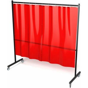 Parawan spawalniczy czerwony PROTECTOR 2000 x 2000 mm z kurtyną foliową