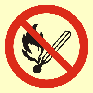 BA002 B1 FN - Znak "Zakaz używania otwartego ognia - palenie tytoniu zabronione"