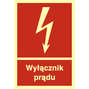 Znak BC007 - "Wyłącznik prądu" - 10x14,8cm; płyta 1mm fotolum.