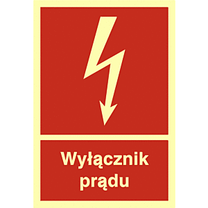 Znak BC007 - "Wyłącznik prądu" - 15x22,2cm; płyta 1mm
