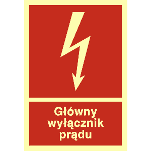 Znak BC008 - "Główny wyłącznik prądu" - 10x14,8cm; płyta TD fotolum.