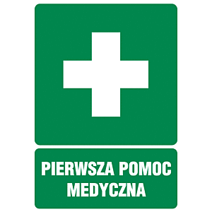 Znak GI001 - "Pierwsza pomoc" - 15x22,5cm; folia