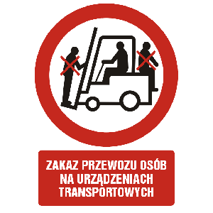 GC016 DJ PN - Znak "Zakaz przewozu osób na urządzeniach transportowych"