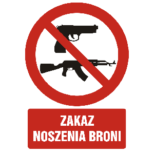 GC026 BK FN - Znak "Zakaz noszenia broni"