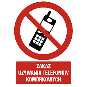 Znak GC030 - "Zakaz używania telefonów komórkowych" - 15x22,5cm; płyta 1mm