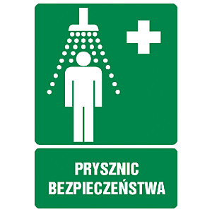 Znak GI002 - "Prysznic bezpieczeństwa" - 20x30cm; płyta 1mm