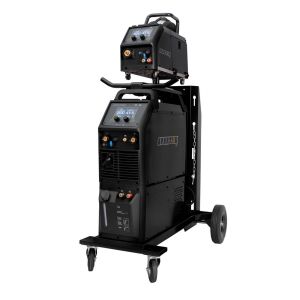 Spawarka SPARTUS ProMIG 505 na wózku z chłodnicą oraz zewnętrznym podajnikiem 4 rolkowym