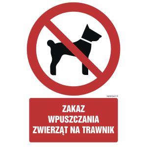 Znak GC066 - "Zakaz wpuszczania zwierząt na trawnik" - 15x22,5cm; folia