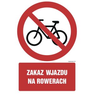 Znak GC064 - "Zakaz wjazdu na rowerach" - 10x15cm; folia