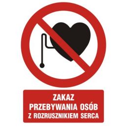 GC039 BK PN - Znak "Zakaz przebywania osób z rozrusznikiem serca"