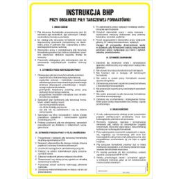 Instrukcja BHP przy obsłudze piły tarczowej formatówki -TD/B11