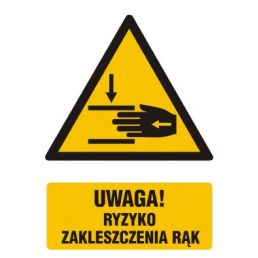 GF045 BK FN - Znak "Uwaga ryzyko zakleszczenia rąk"