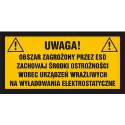 NB033 CE BN - Znak "Uwaga, obszar zagrożony przez ESD. Zachowaj środki ostrożności wobec urządzeń wrażliwych na wyładowania elektrostatyczne"