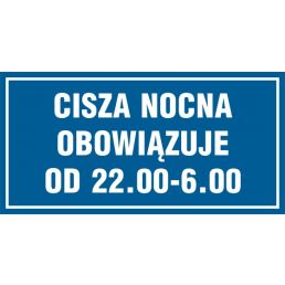 ND003 DE FN - Znak "Cisza nocna obowiązuje od 22.00 - 6.00"