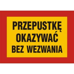 JE004 FE BN - Znak "Przepustkę okazać bez wezwania"