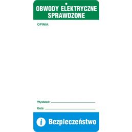 RG102 JP HN - Zawieszka "Obwody elektryczne sprawdzone" - opak. 10 szt.