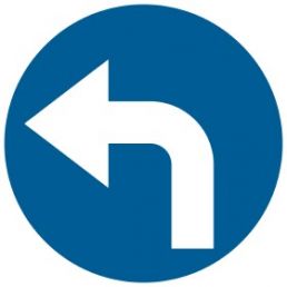 SA025 E2 PN - Znak drogowy "Nakaz jazdy w lewo (skręcanie za znakiem)"