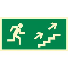 AA007 BF FE - Znak "Kierunek do wyjścia drogi ewakuacyjnej schodami w górę w prawo"