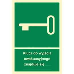AB001 BB FE - Znak "Klucz do wyjścia ewakuacyjnego znajduje się w..."