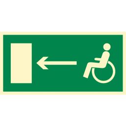 AC011 CE FE - Znak "Kierunek do wyjścia drogi ewakuacyjnej dla niepełnosprawnych w lewo"