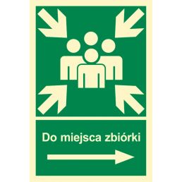 Znak "Do miejsca zbiórki (w prawo)"