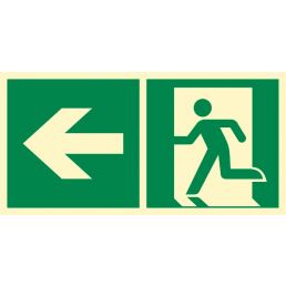 Znak ''Kierunek do wyjścia ewakuacyjnego w lewo''