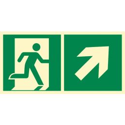Znak - ''Kierunek do wyjścia ewakuacyjnego w górę w prawo