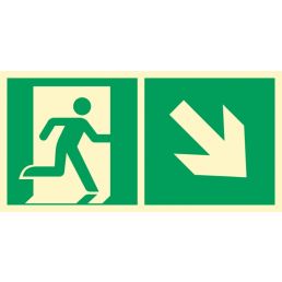Znak - ''Kierunek do wyjścia ewakuacyjnego w dół w prawo