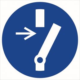 Znak "Odłącz przed przystąpieniem do konserwacji lub naprawy"