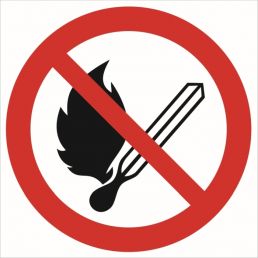 Znak "Zakaz używania otwartego ognia, zakaz palenia tytoniu" GP003
