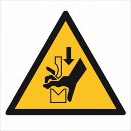 Znak "Ostrzeżenie przed zgnieceniem dłoni między prasą i stopą" GW030
