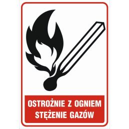 Znak "Ostrożnie z ogniem - stężenie gazów"