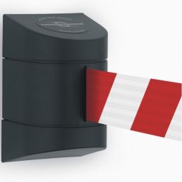 Kaseta ścienna TENSATOR Tensabarrier MIDI (nr 897) mocowana na magnes z taśmą 4,6m, biało-czerwone pasy